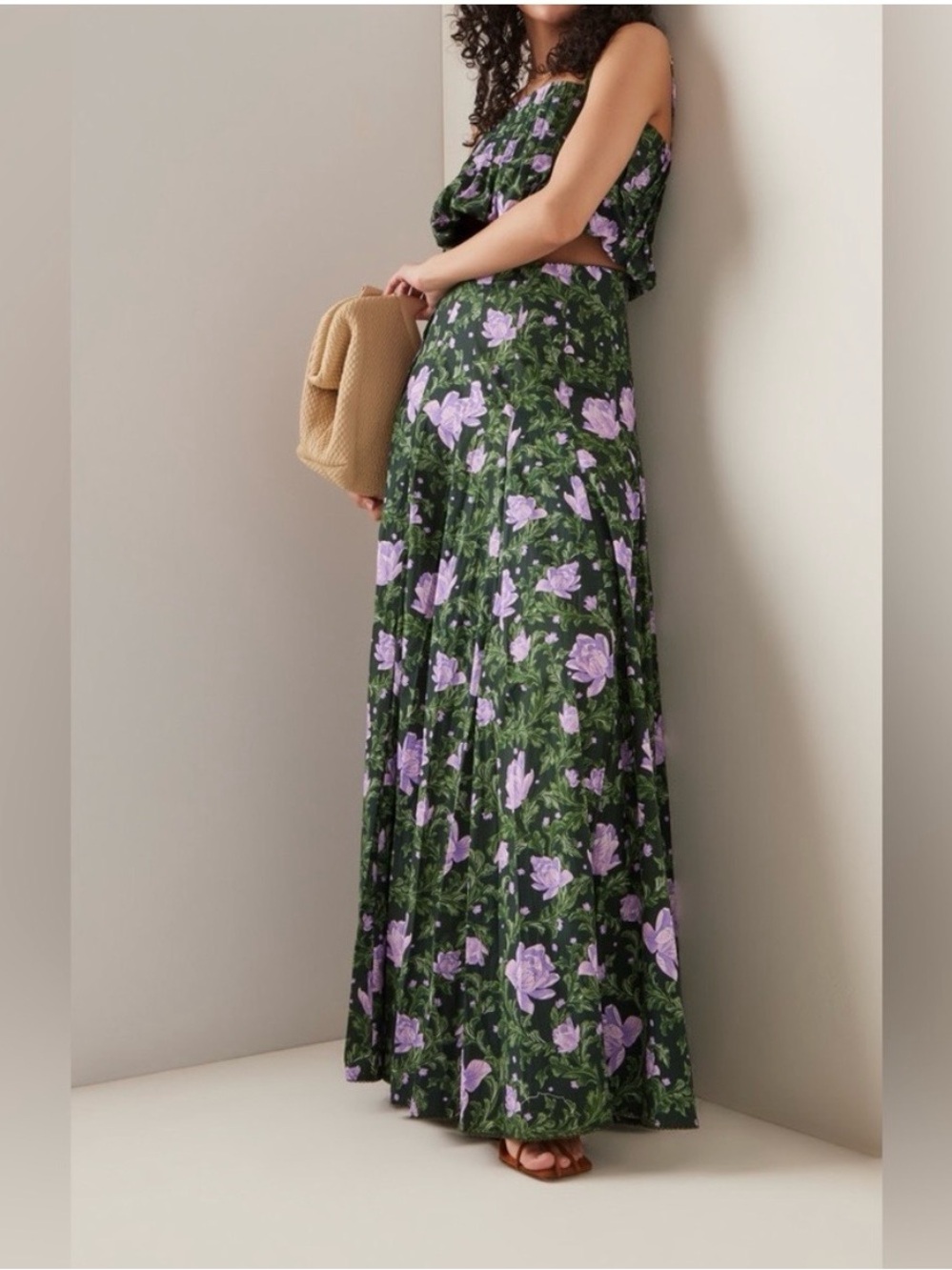 Agua by Agua Bendita Exclusive Mimosa Floral Cotton Maxi Skirt L - Picture 3 of 6